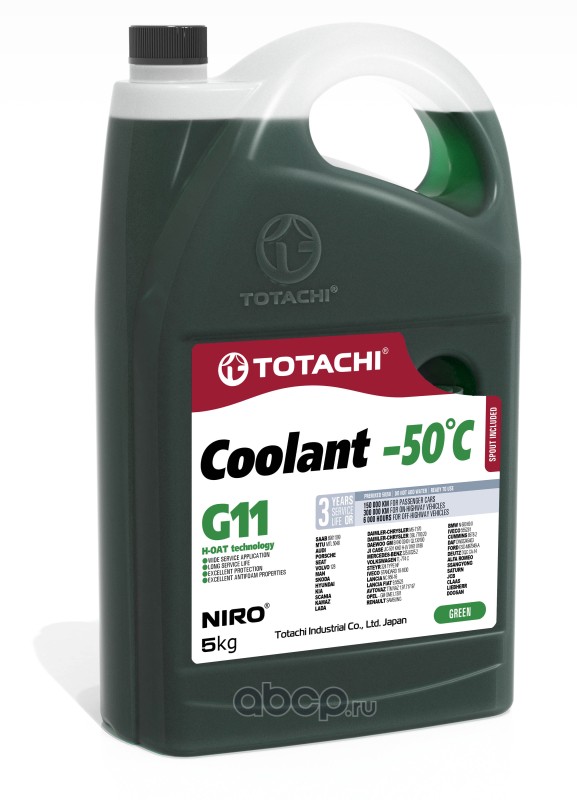 антифриз NIRO COOLANT Green -50C G11 Зеленый 4.5л.